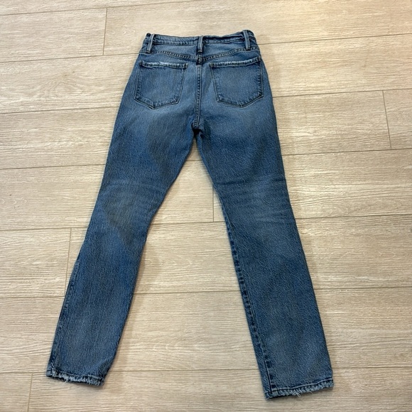 Frame le sylvie slender straight distress knee blue jeans size 25 - Picture 2 of 10